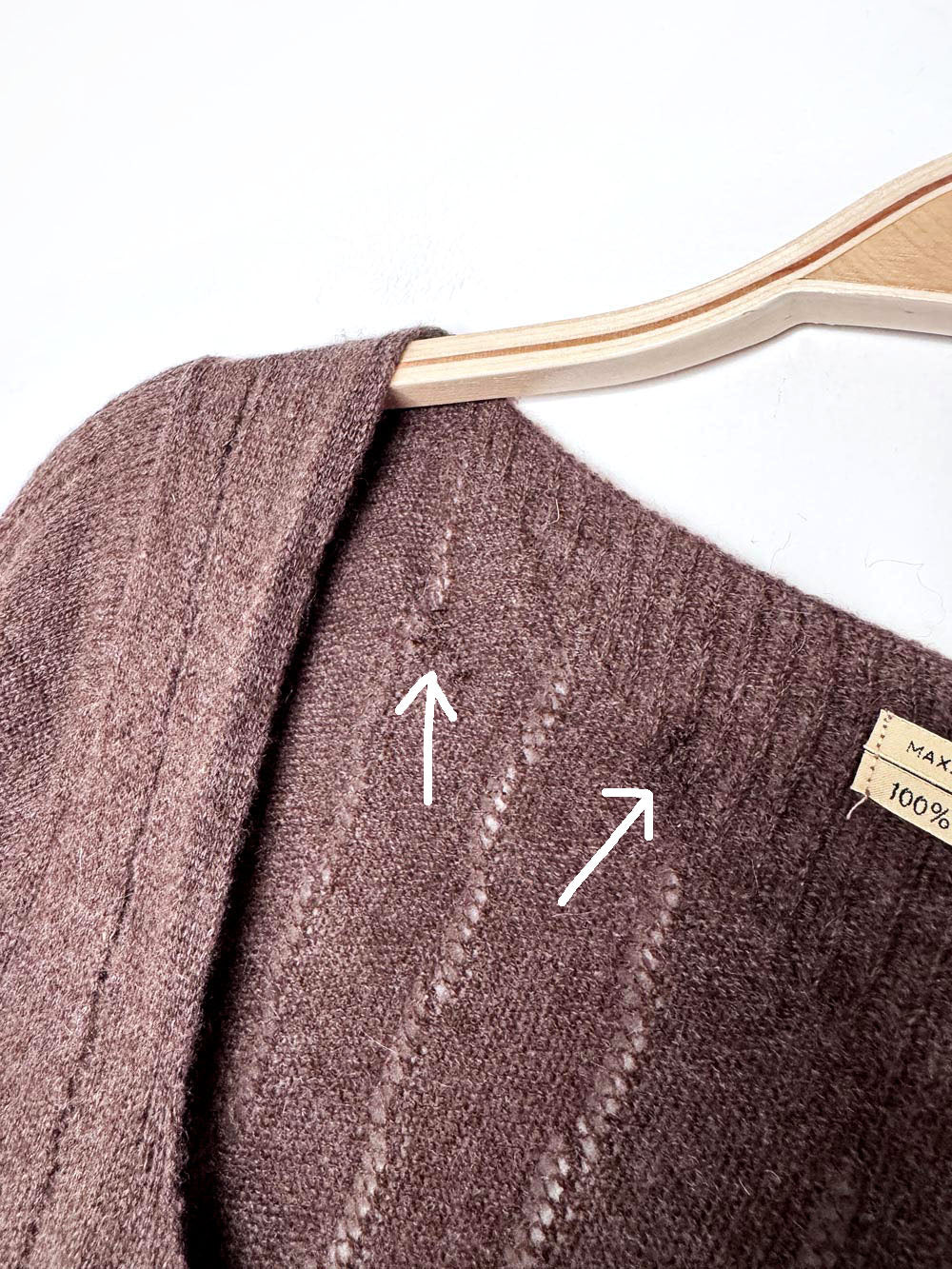 y2k max studio 100% cashmere pointelle knit cardigan sweater