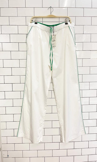 nwt zara satin stripe wide leg track pant - good market thrift store