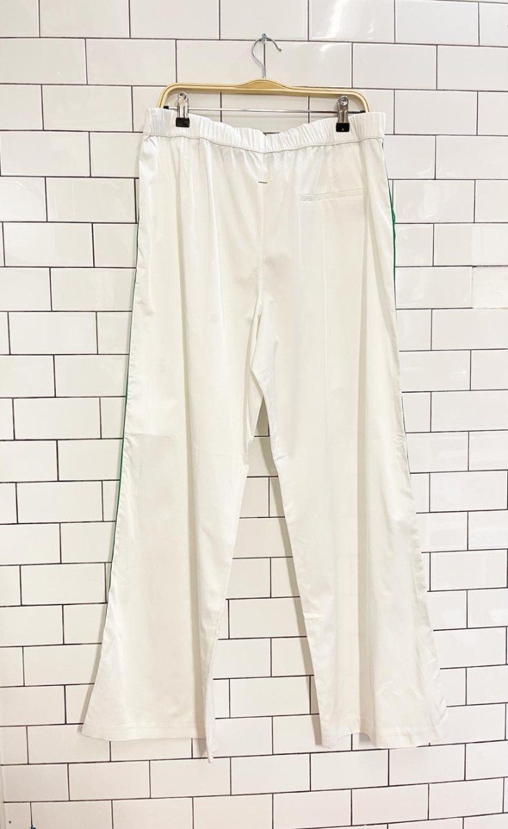nwt zara satin stripe wide leg track pant - good market thrift store
