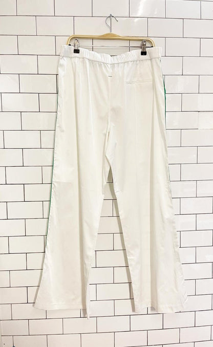 nwt zara satin stripe wide leg track pant - good market thrift store