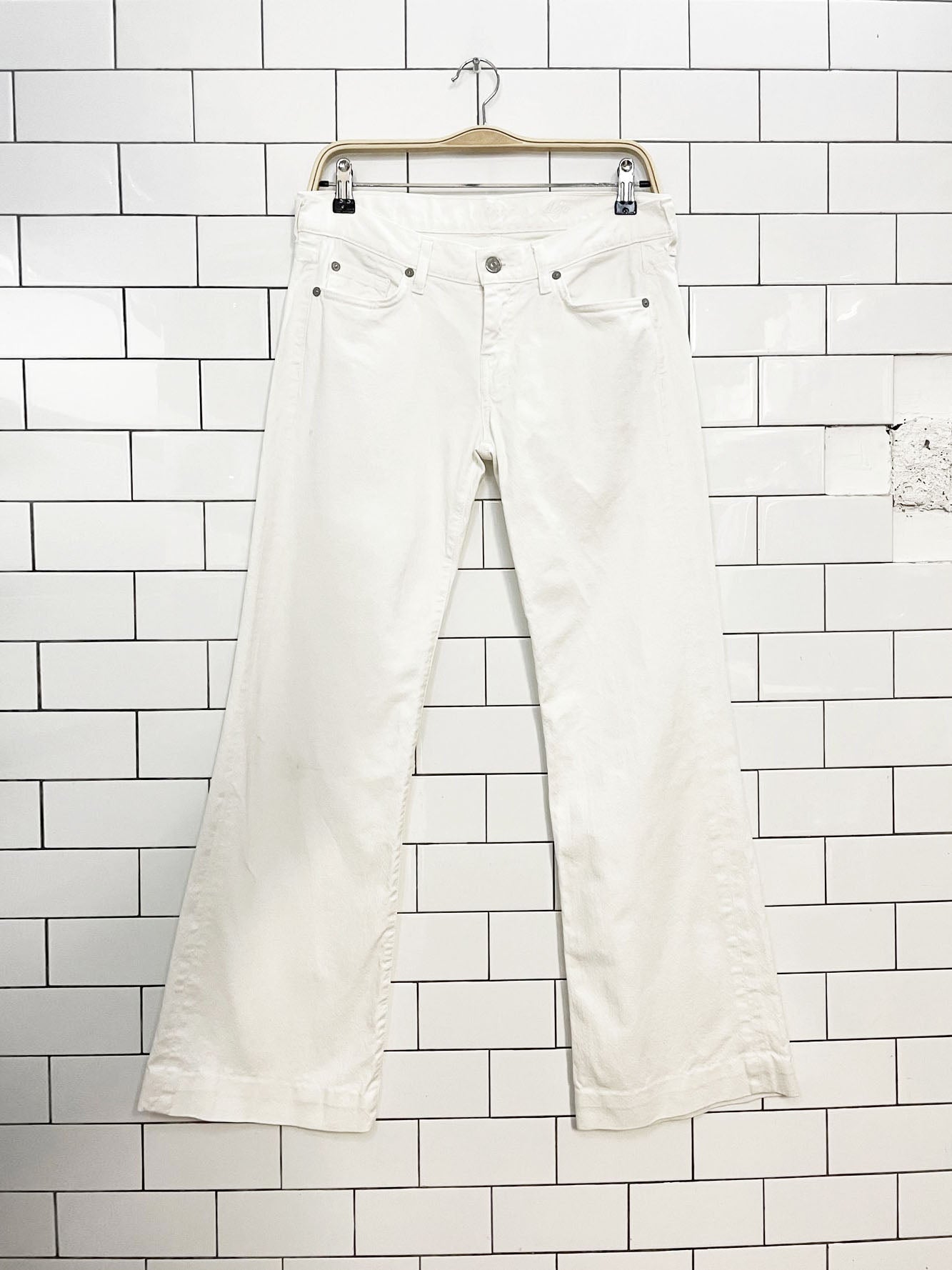 y2k 7 for all mankind dojo rhinestone low rise flare jeans | made in USA