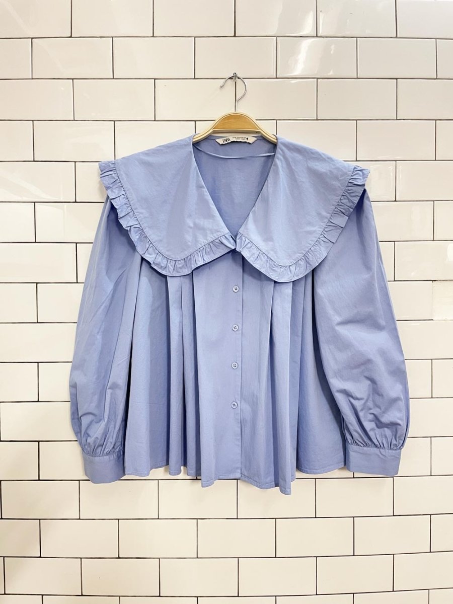 zara cotton big collar blouse - good market thrift store