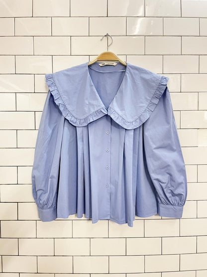 zara cotton big collar blouse - good market thrift store