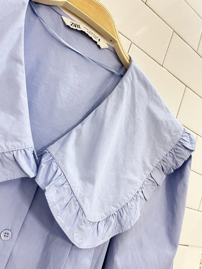 zara cotton big collar blouse - good market thrift store