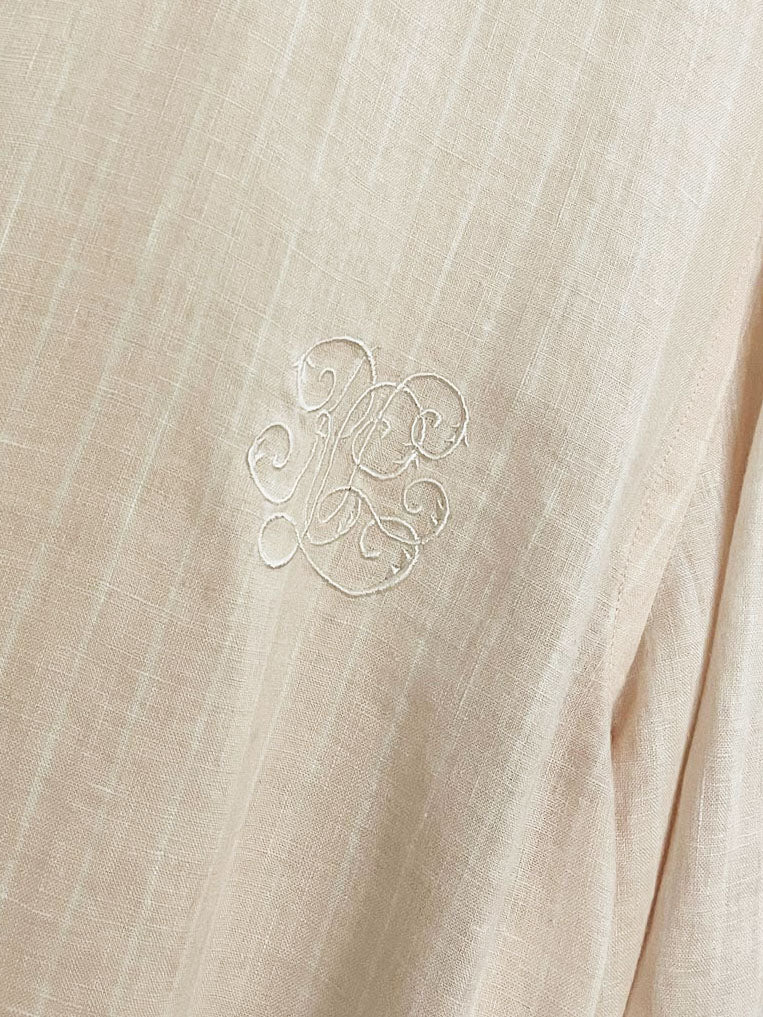 lauren ralph lauren 100% linen crested stripe full button shirt