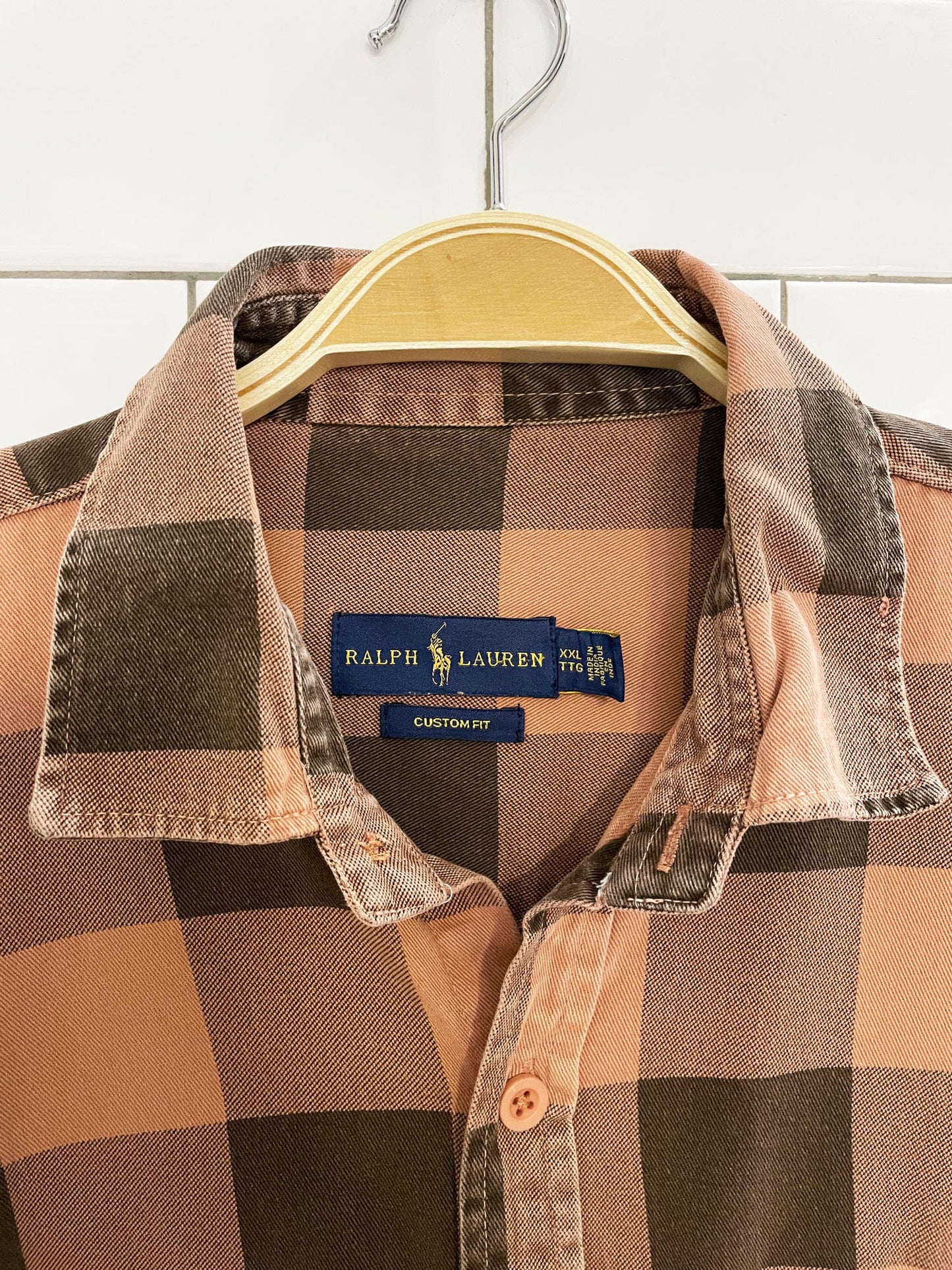 ralph lauren soft plaid full button shirt | custom fit