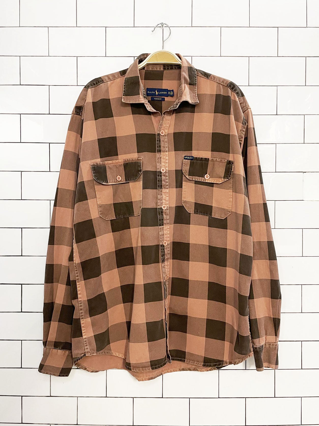 ralph lauren soft plaid full button shirt | custom fit