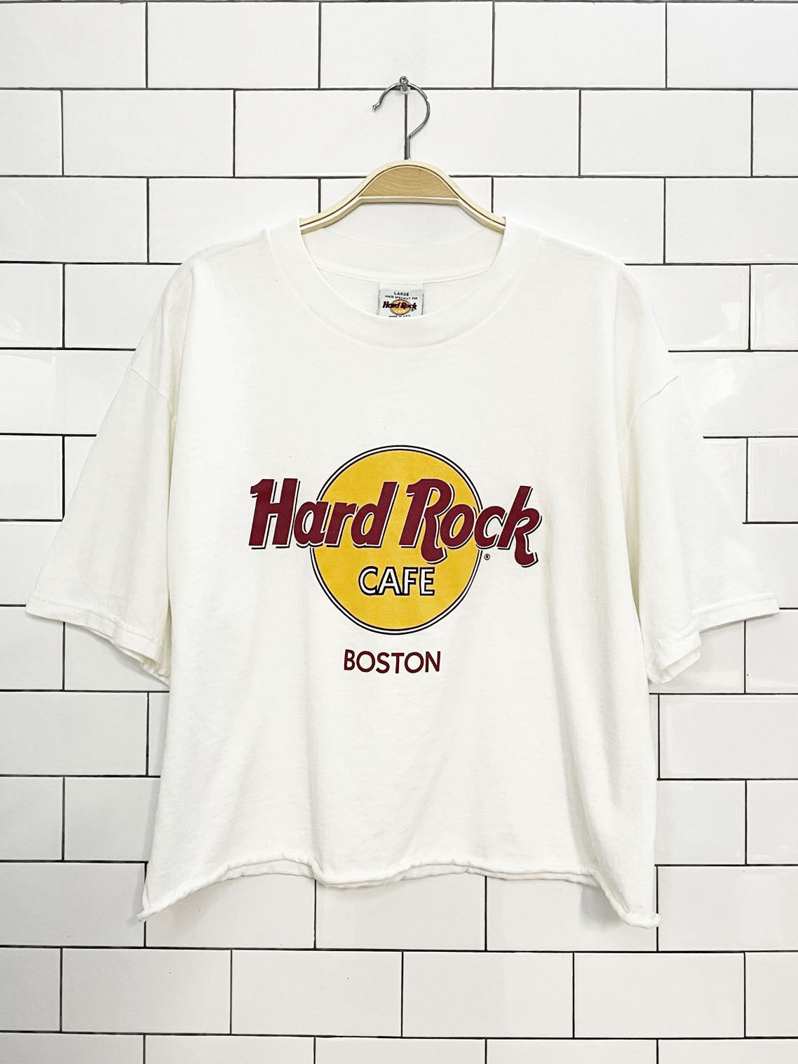 vintage hard rock cafe boston boxy crop tee | made in usa