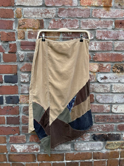 y2 carolina blues patchwork cord skirt