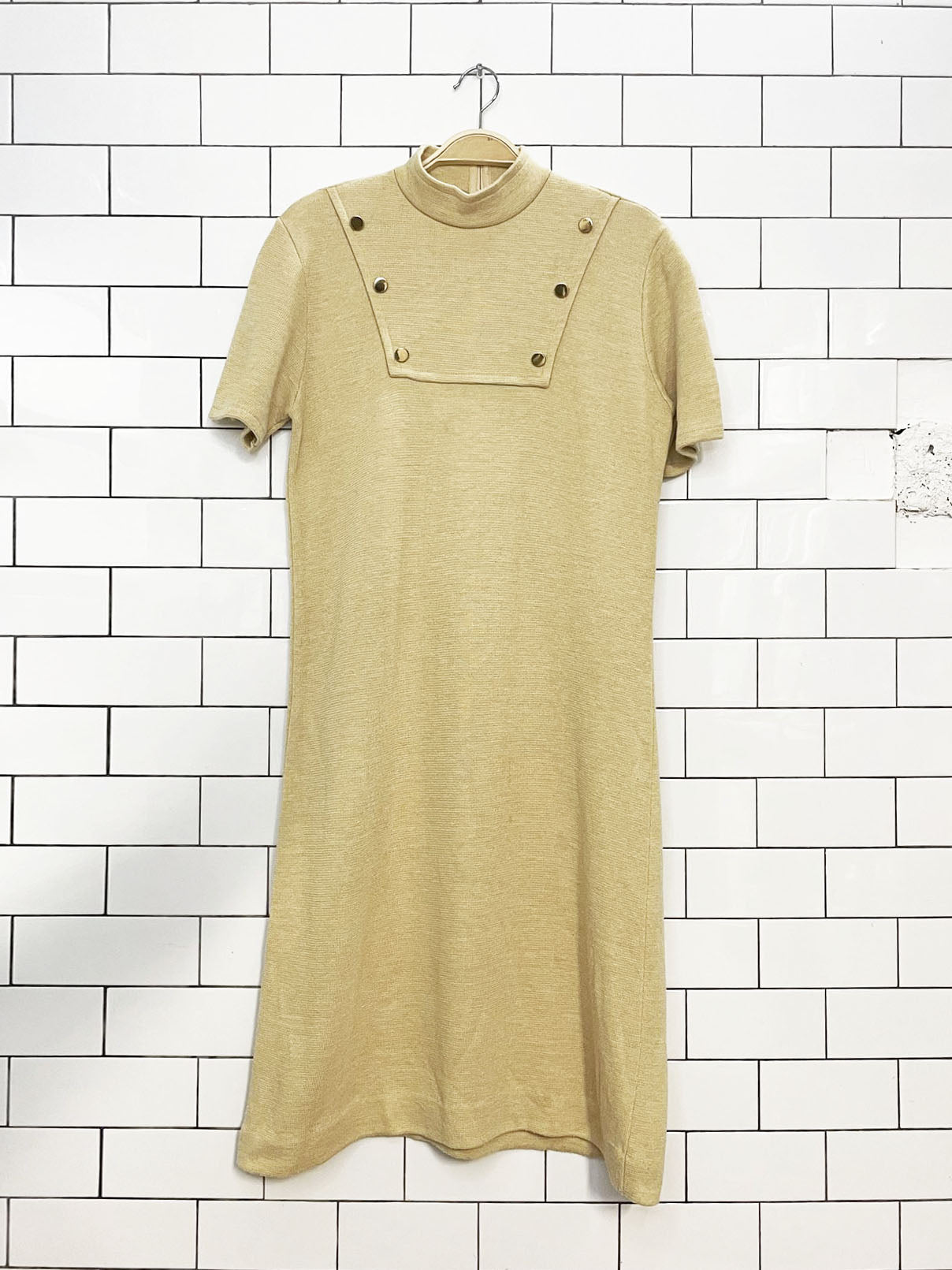vintage 70s fine knits by roger wool mock neck midi dress