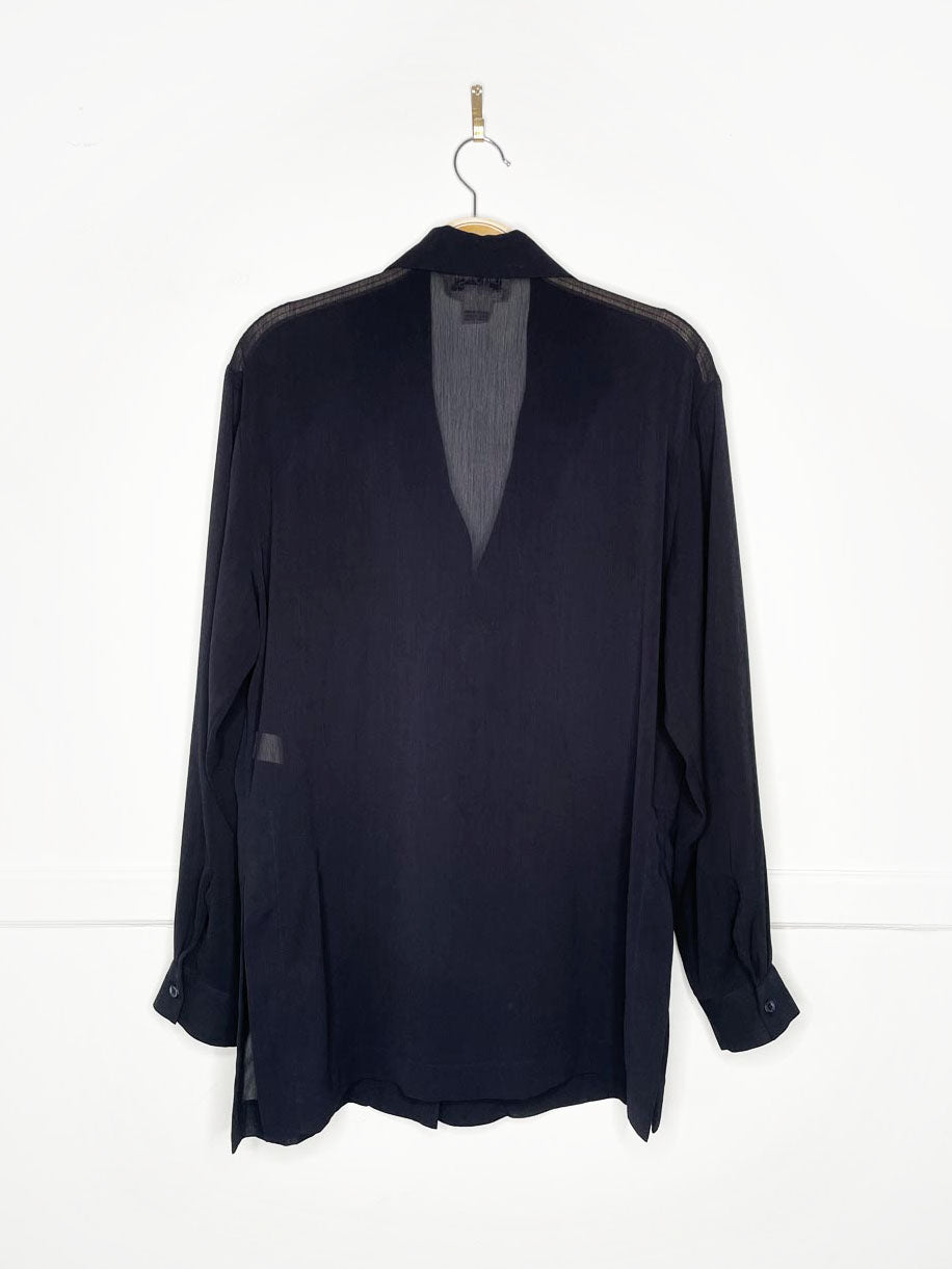 vintage 90s ports chiffon tie front flowy blouse