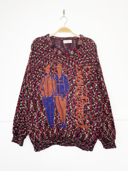 vintage 80s lievre sweetheart cotton - blend knit sweater - good market thrift store