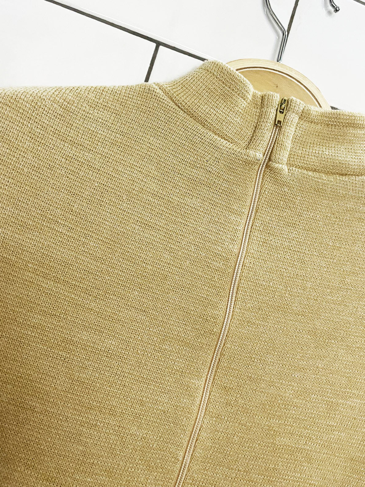 vintage 70s fine knits by roger wool mock neck midi dress