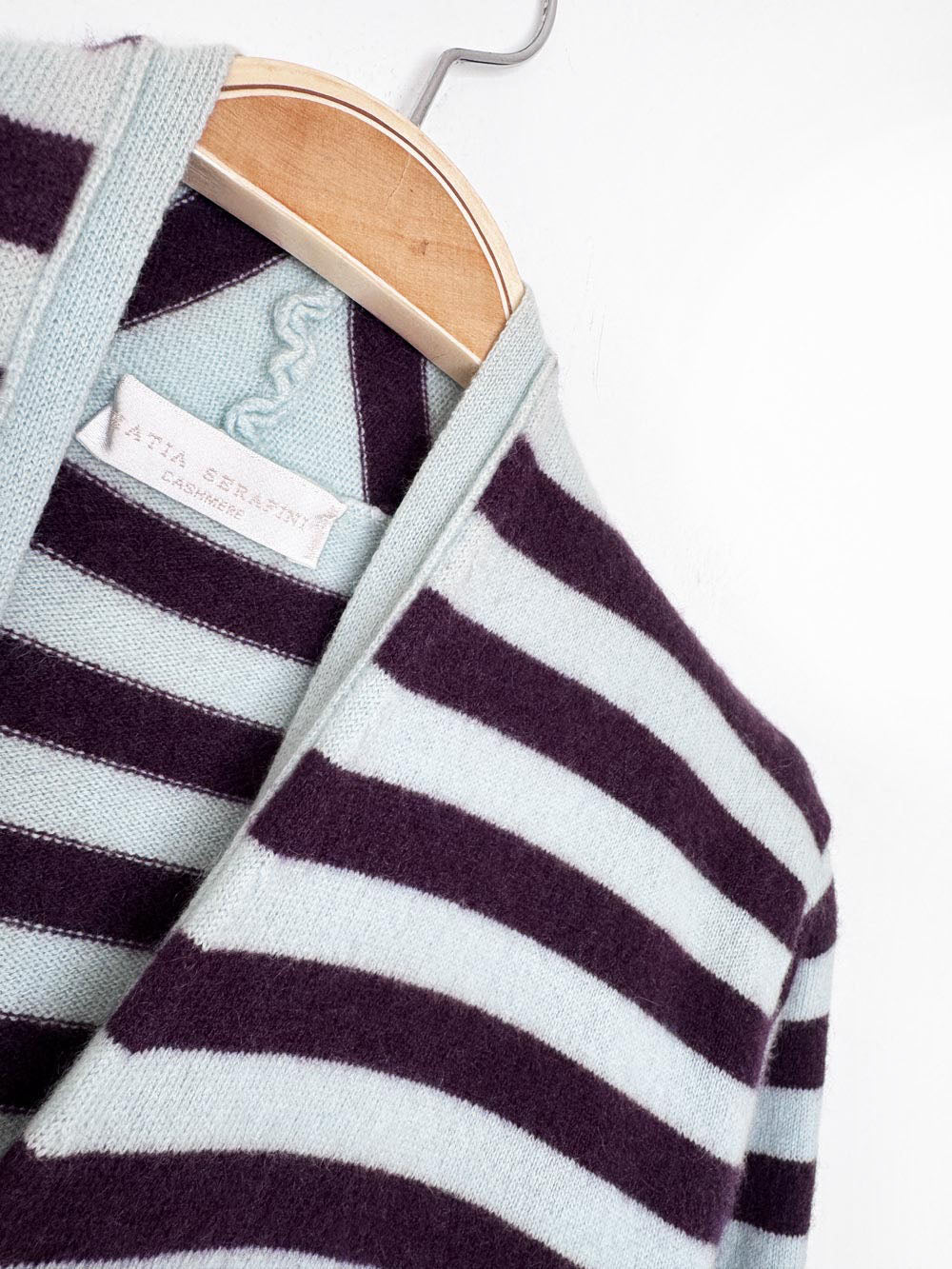 katia serafini 100% cashmere knit striped cardigan sweater