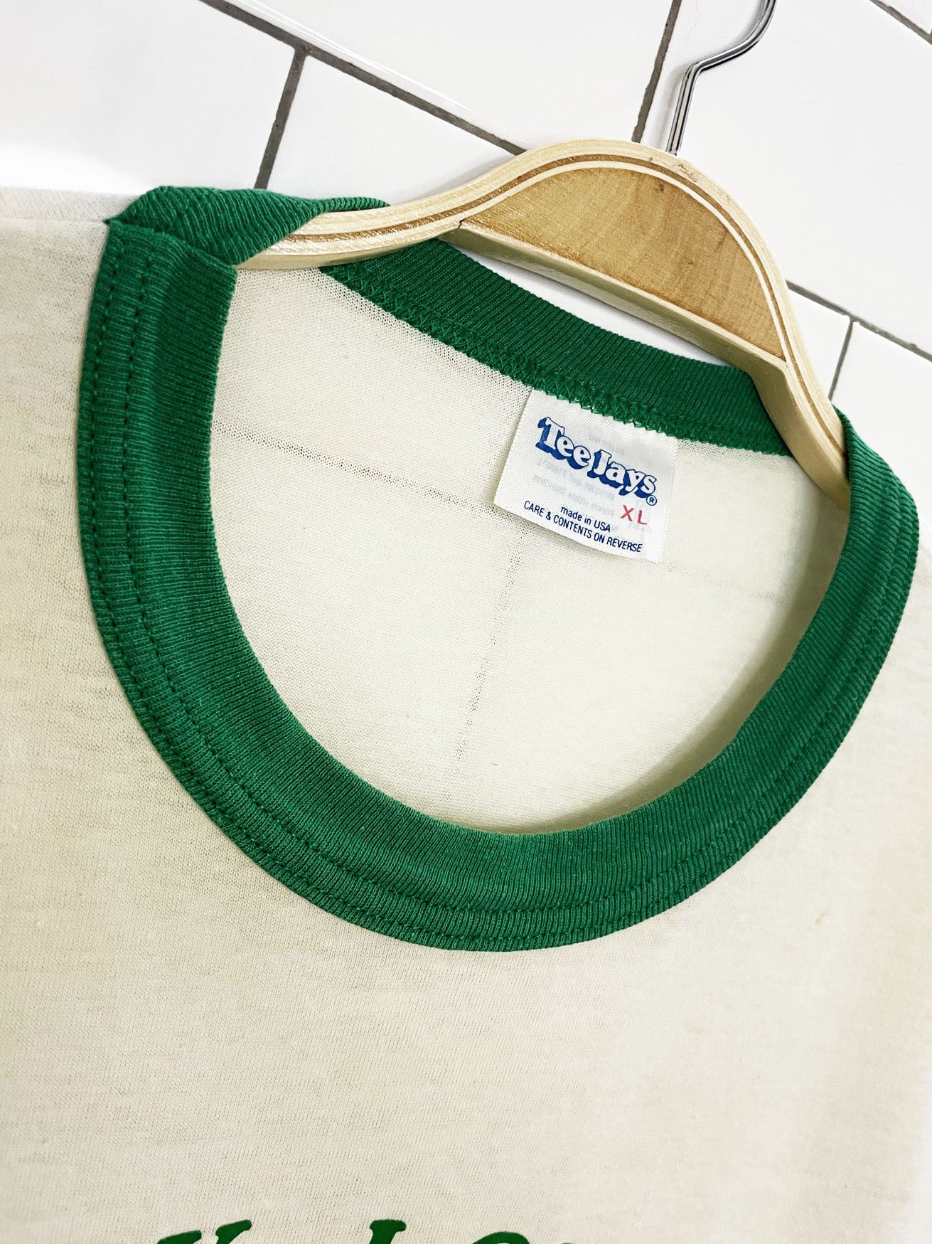 vintage 80s teejays horse racing ringer tee  | made in usa