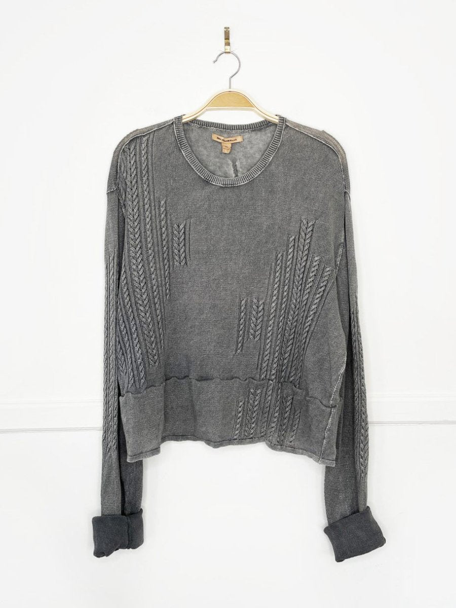 rework x john varvatos linen cable knit boxy sweater - good market thrift store
