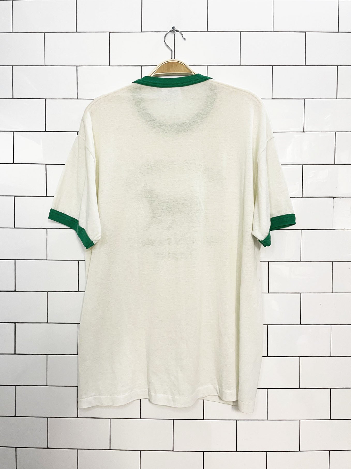 vintage 80s teejays horse racing ringer tee  | made in usa