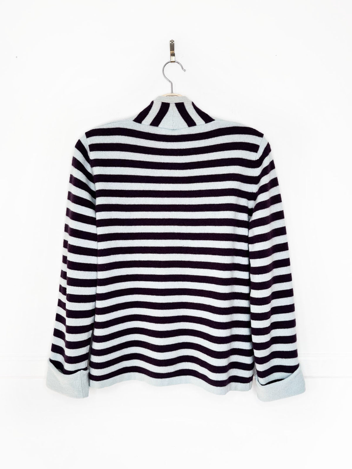 katia serafini 100% cashmere knit striped cardigan sweater