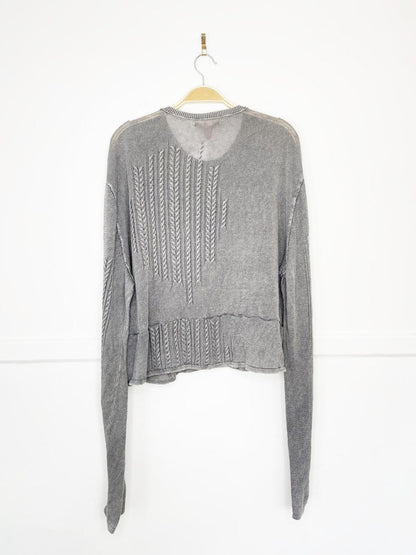 rework x john varvatos linen cable knit boxy sweater - good market thrift store