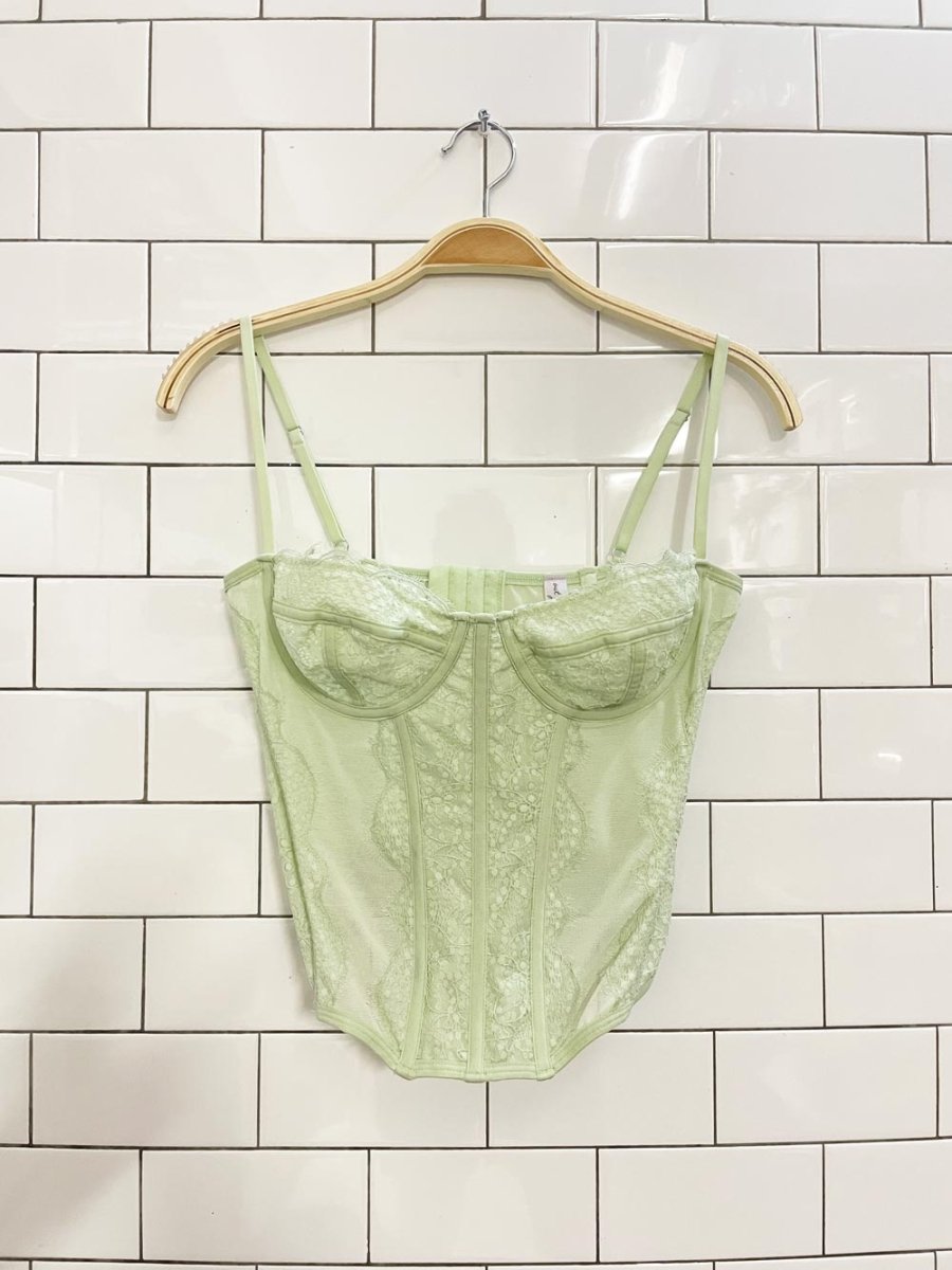 UO out from under lucy green floral lace corset top - good market thrift store
