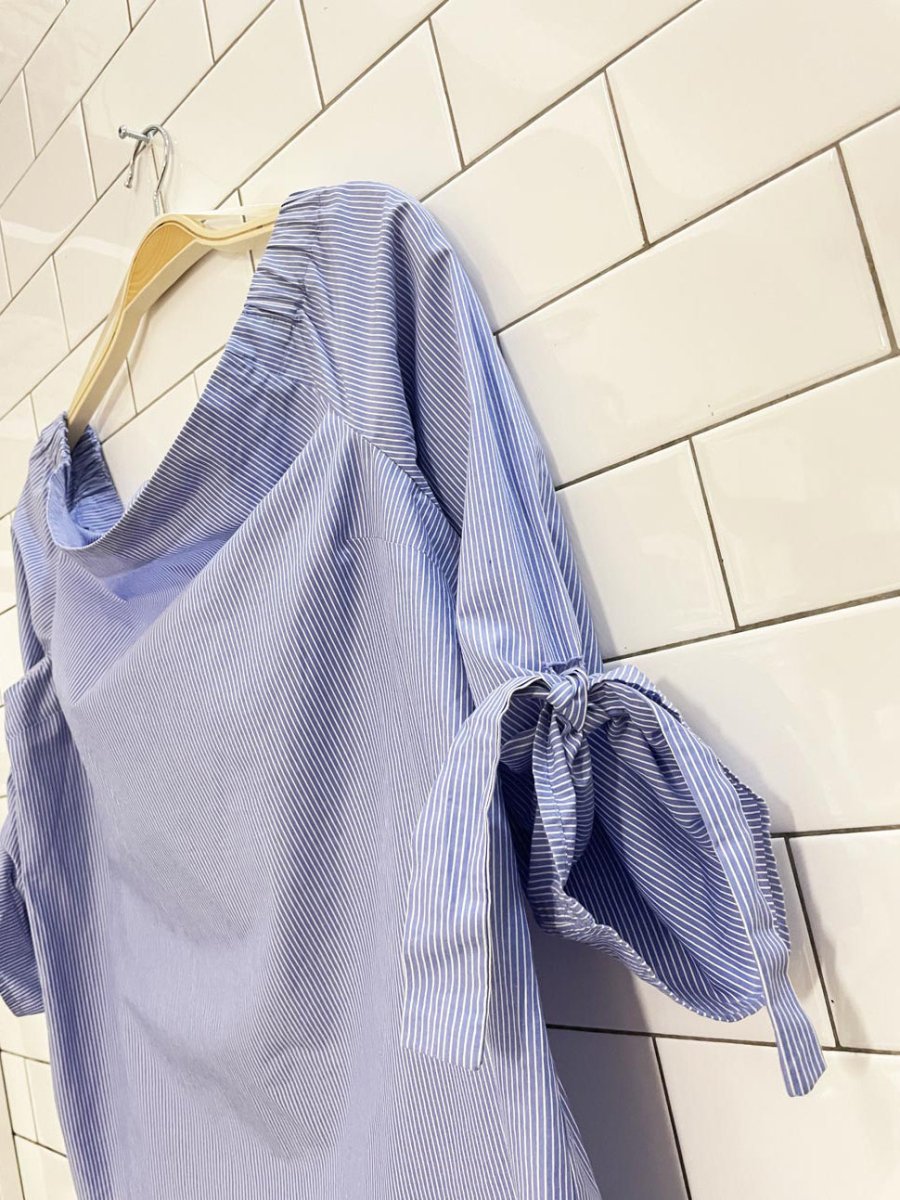 babaton malik off shoulder striped blouse - good market thrift store