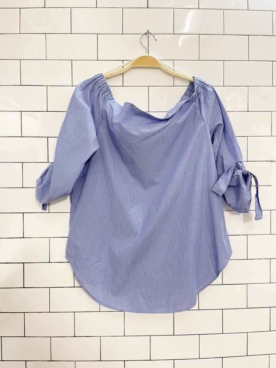 babaton malik off shoulder striped blouse - good market thrift store