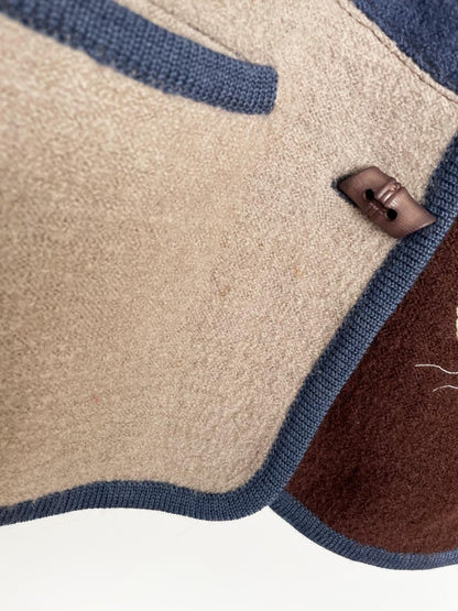 vintage 00s climax by sacha wool patchwork farm scene cardigan - good market thrift store