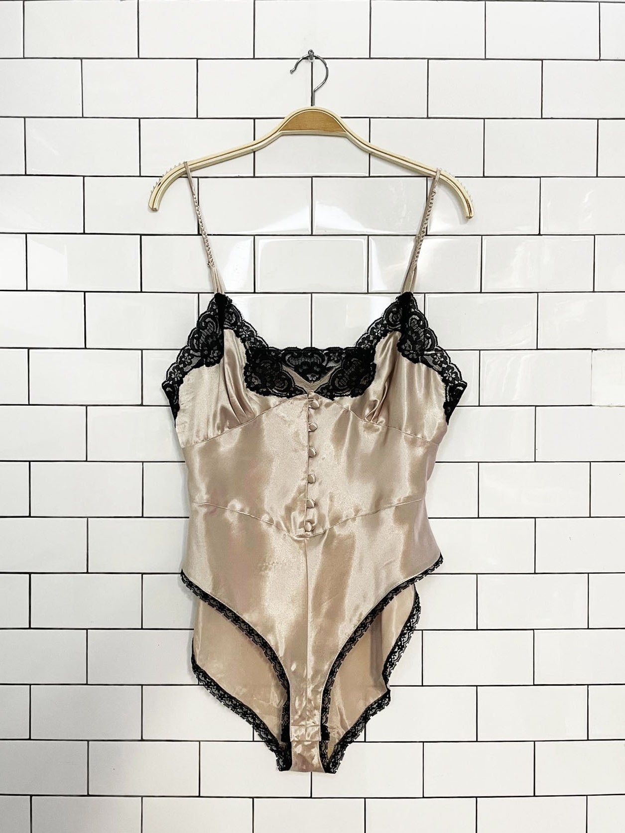vintage 90s delicates lace trim satin lingerie bodysuit