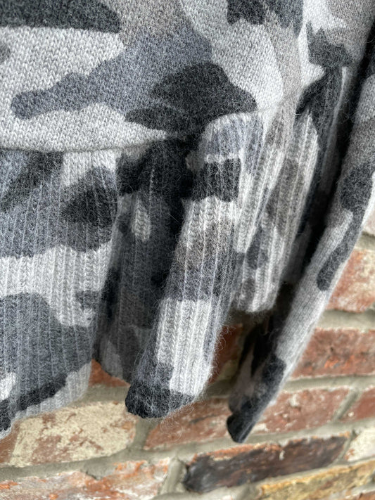chaser angora camo peplum hem sweater