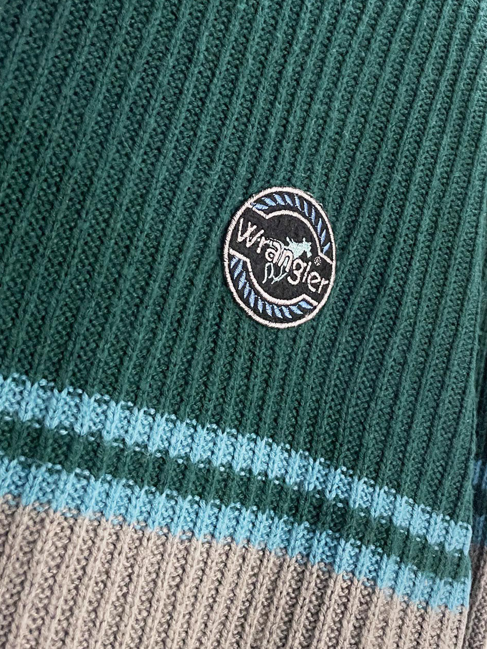 vintage wrangler crested colour block ribbed knit sweater | made in USA