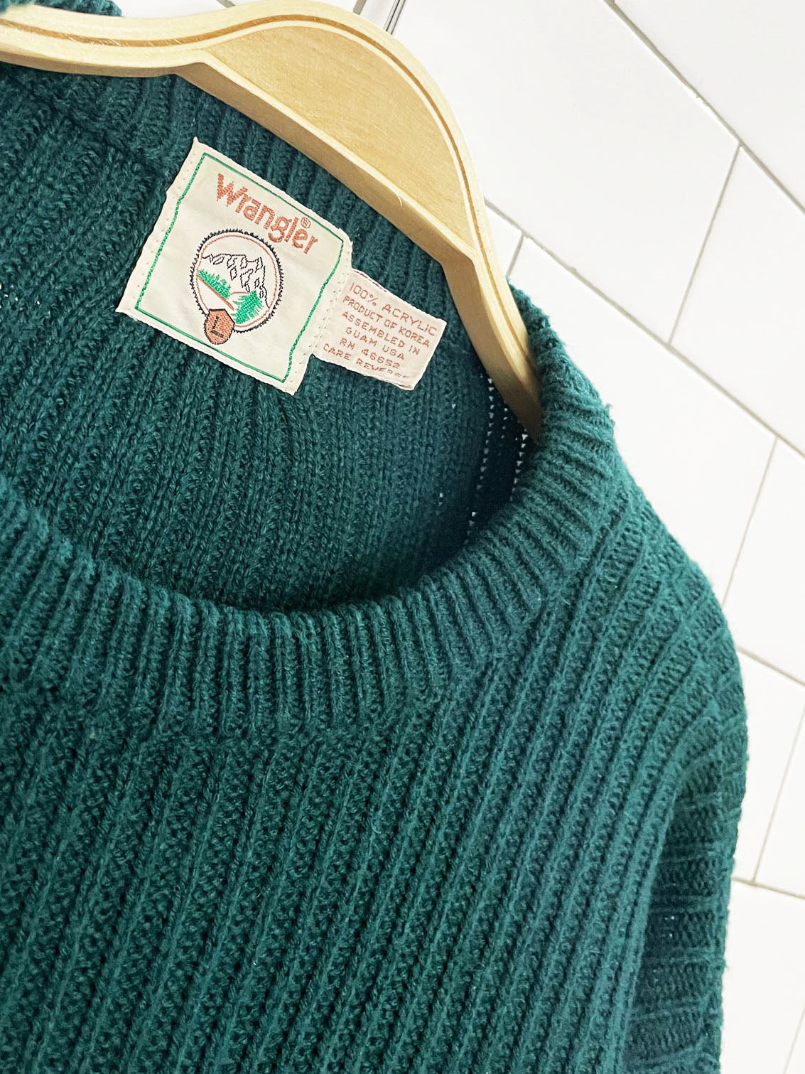 vintage wrangler crested colour block ribbed knit sweater | made in USA