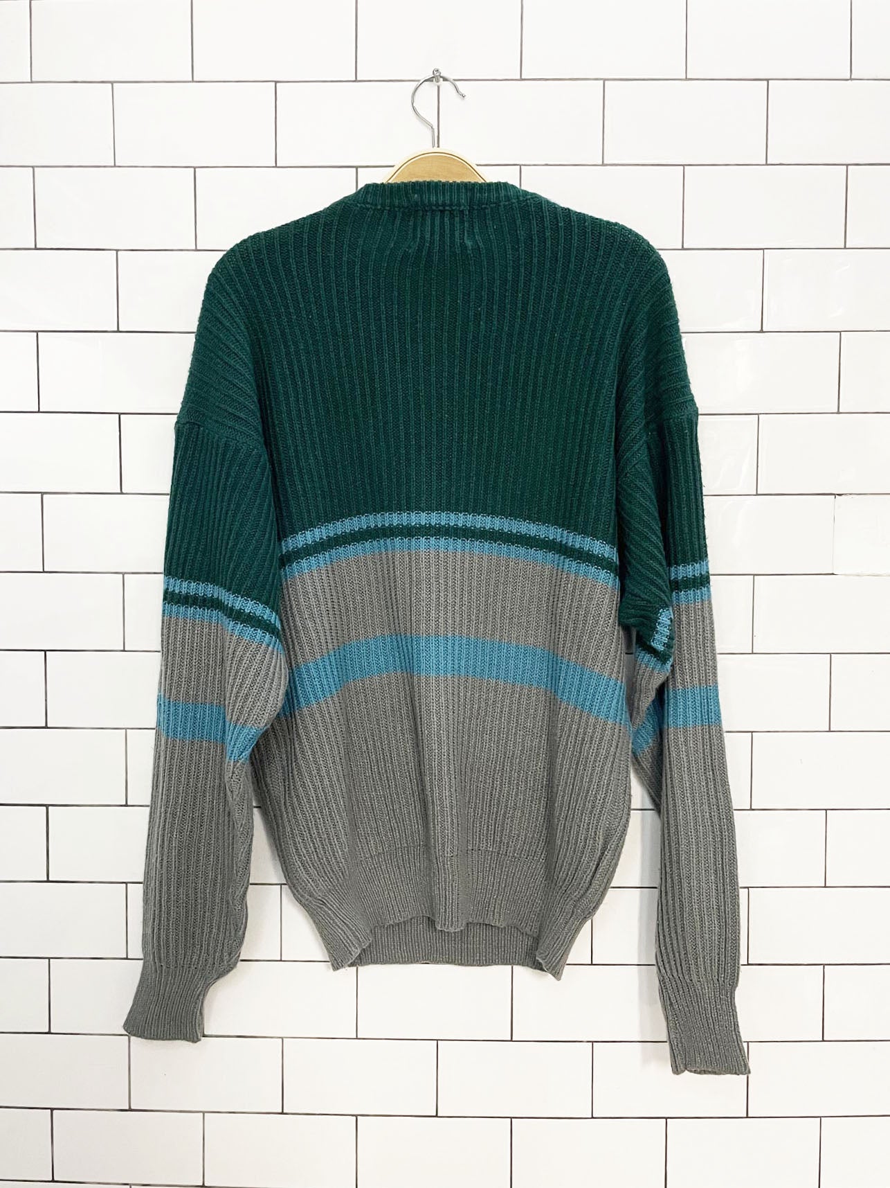 vintage wrangler crested colour block ribbed knit sweater | made in USA