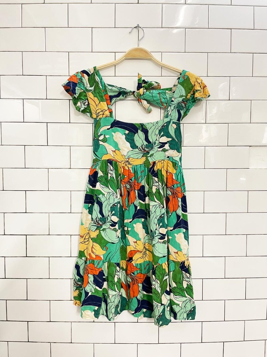 band of the free renata tropical tiered mini dress - good market thrift store