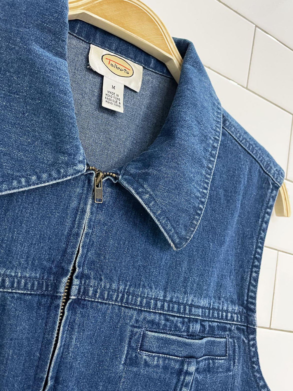 vintage 00s talbots full zip fitted denim vest top