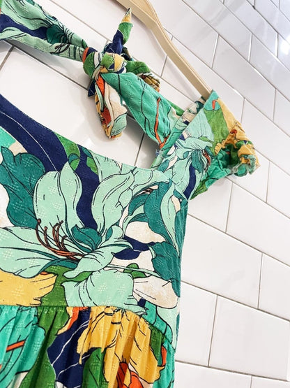 band of the free renata tropical tiered mini dress - good market thrift store