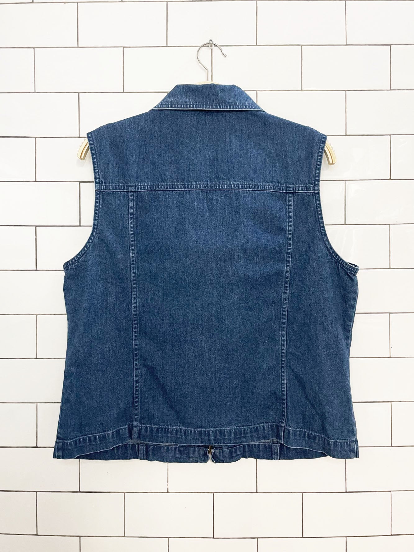 vintage 00s talbots full zip fitted denim vest top