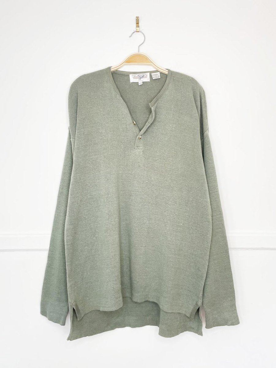 vintage 00s northern spirit ramie - cotton 1/4 button sweater - good market thrift store