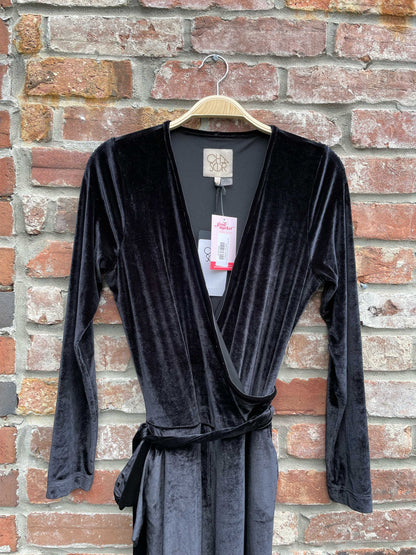 nwt chaser velvet wrap long sleeve jumpsuit