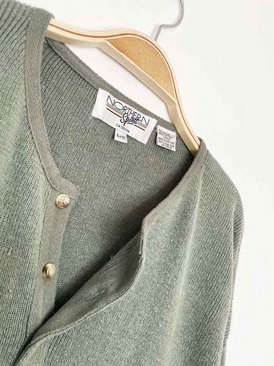 vintage 00s northern spirit ramie - cotton 1/4 button sweater - good market thrift store