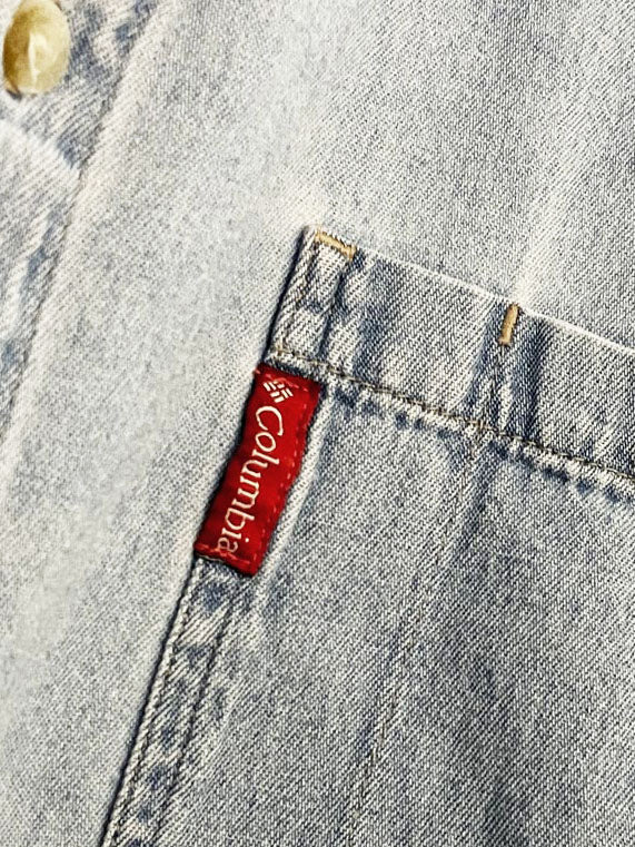 vintage 90s columbia soft oversized full button denim shirt