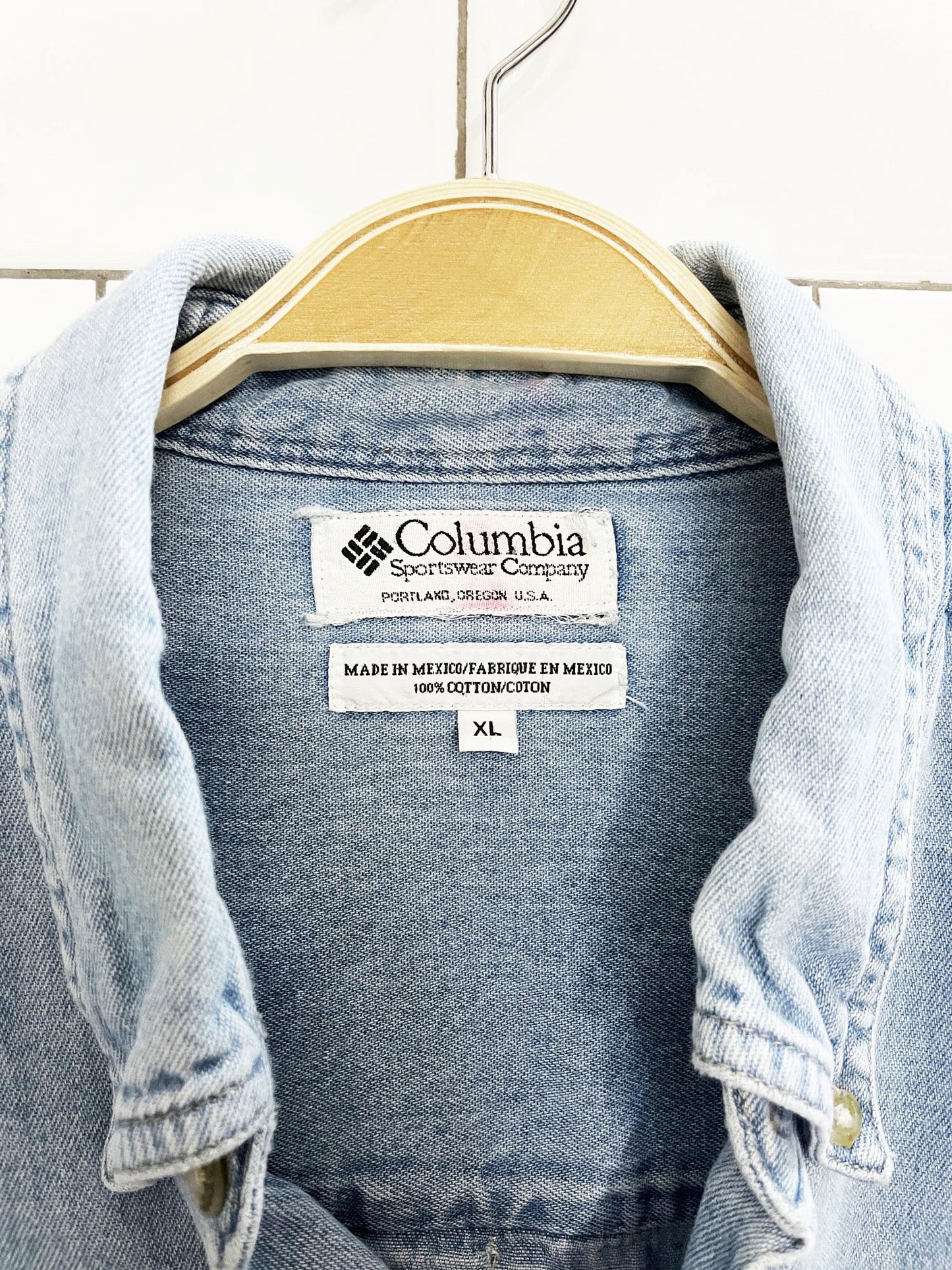 vintage 90s columbia soft oversized full button denim shirt