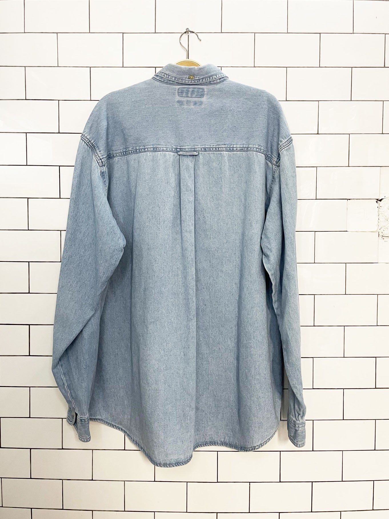 vintage 90s columbia soft oversized full button denim shirt