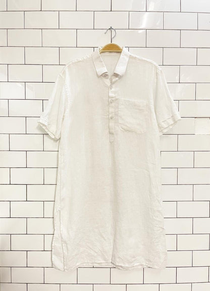 linen 1/4 button minimal shirt dress - good market thrift store