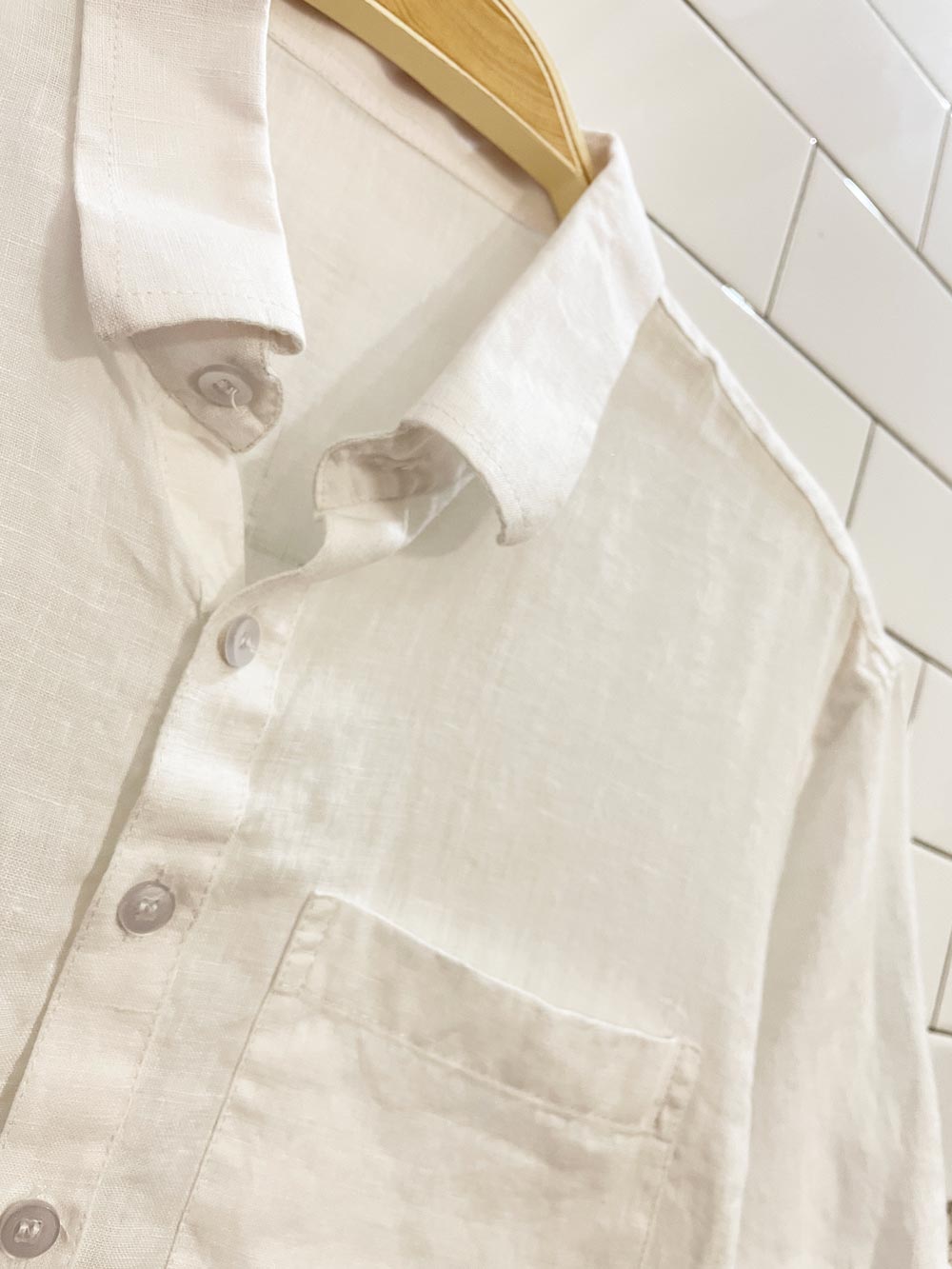 linen 1/4 button minimal shirt dress - good market thrift store