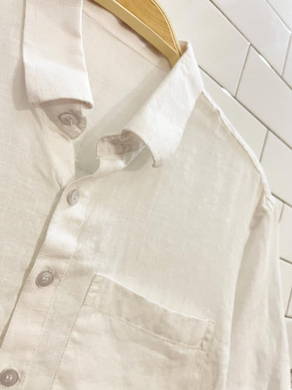 linen 1/4 button minimal shirt dress - good market thrift store