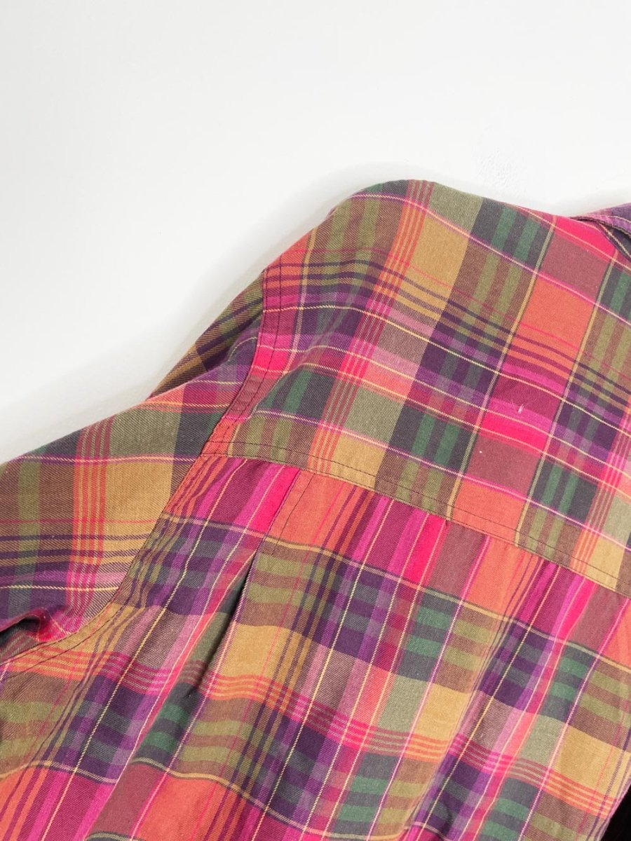 vintage 90s koret boxy pleated shoulder plaid shirt - good market thrift store