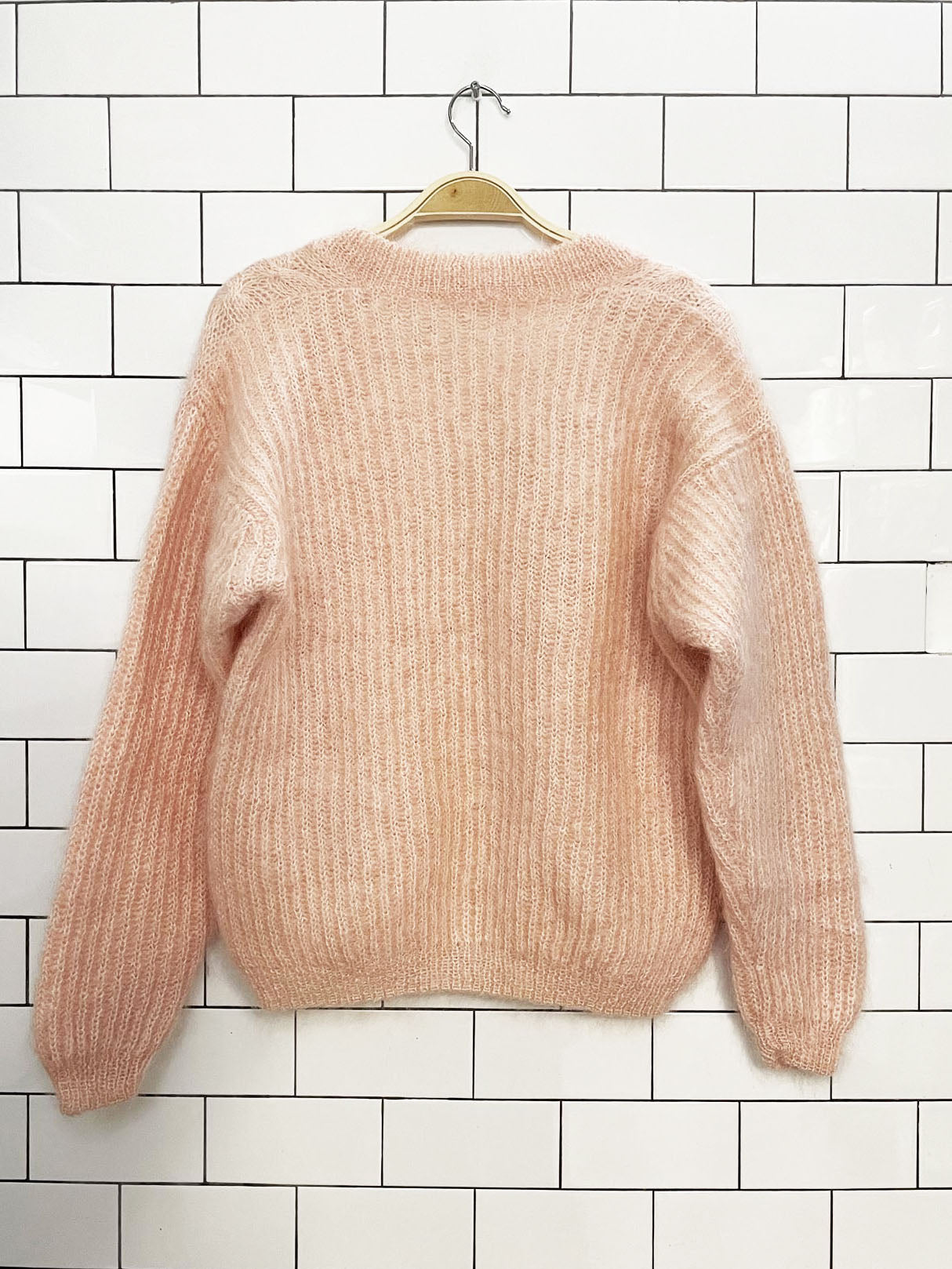 vintage talbots mohair-blend v-neck chunky cable knit sweater