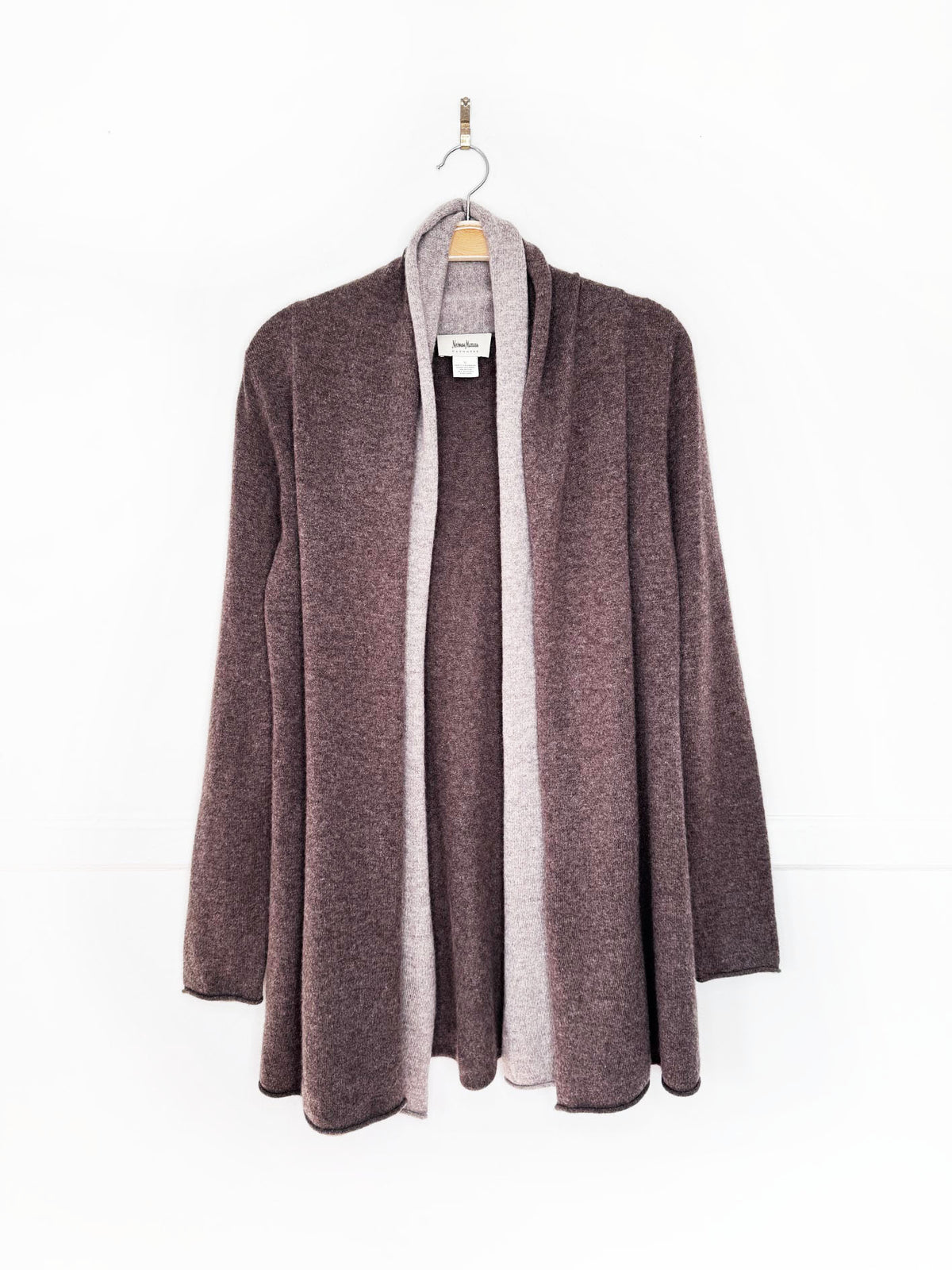 neiman marcus 100% cashmere knit layered open cardigan sweater