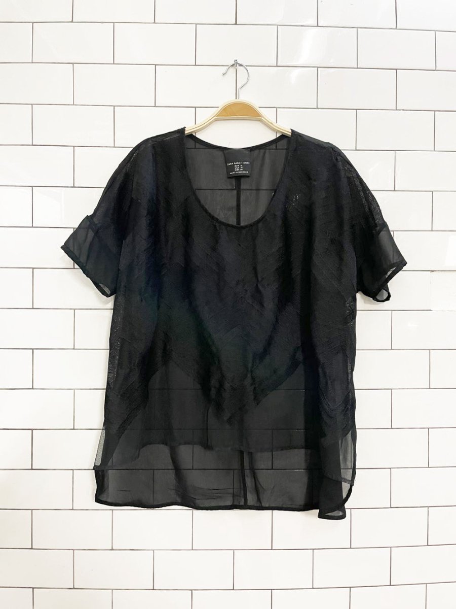 zara oversized chiffon short sleeve shirt - good market thrift store