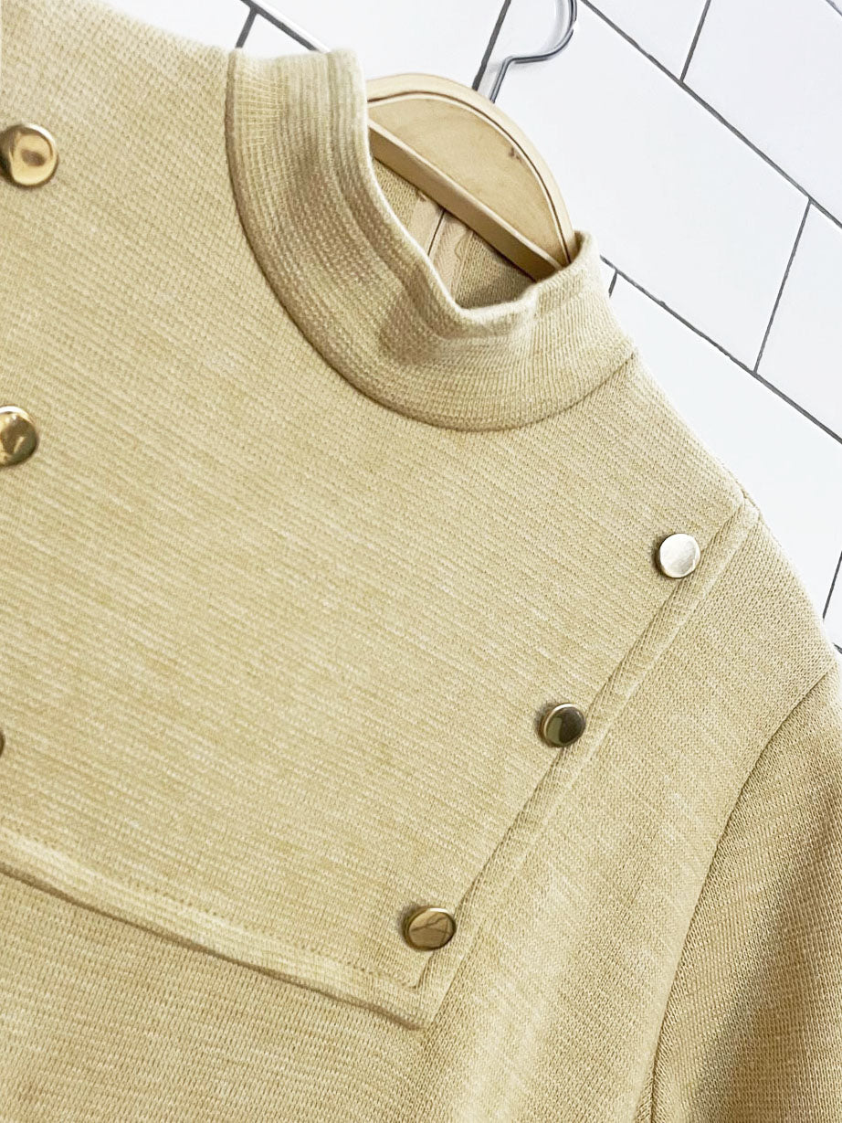 vintage 70s fine knits by roger wool mock neck midi dress